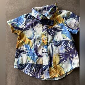 Baby Boy Short Sleeve Hawaiian Elephant Print Shirt Beach Vacation 3-6 months